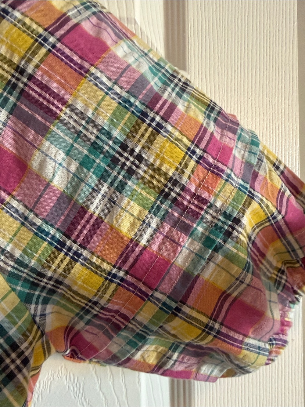 Betsey Johnson Pink, Yellow & Green Plaid Tiered Dress - Picture 4 of 6